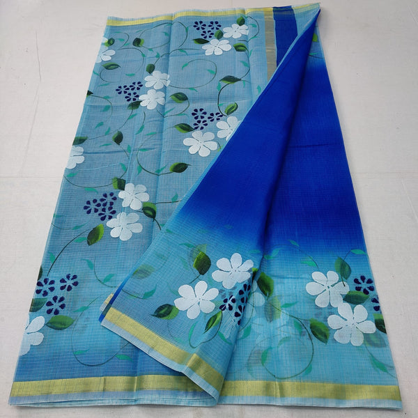 Pure Kota Doriya Hand Block Print Saree with Running Blouse.