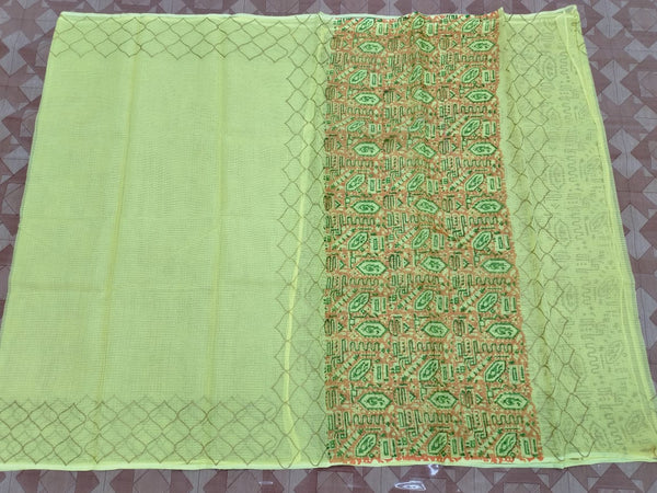 Pure Kota Doriya Hand Block Print Saree with Running Blouse.