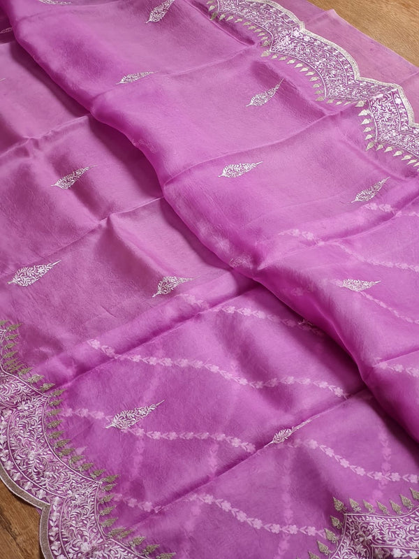 Pure kora Organza Silk Saree With Embroidery Work