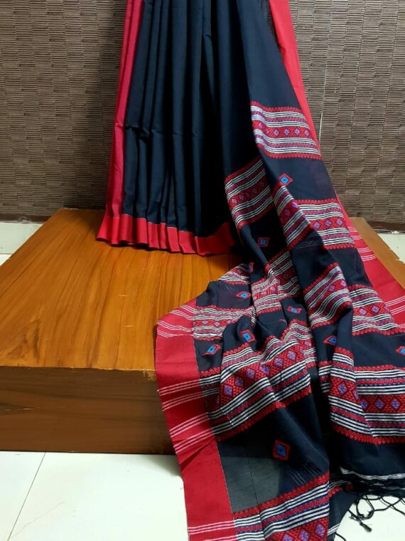 Pure Handloom Cotton Sarees With Running Blouse.