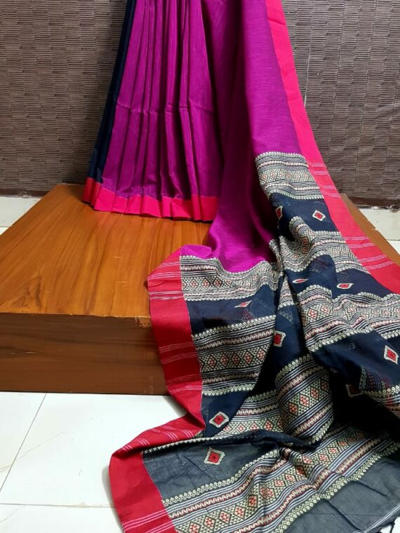 Pure Handloom Cotton Sarees With Running Blouse.